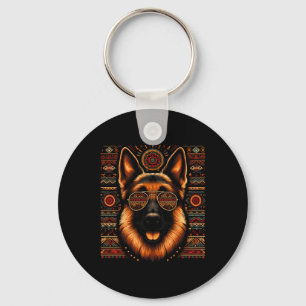 Cooler deutscher Schäferhund Dog Ethnic Art Style  Schlüsselanhänger