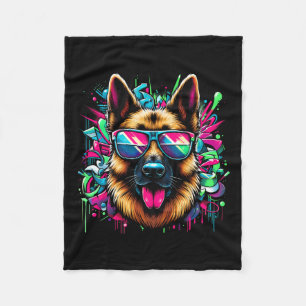 Cooler deutscher Schäferhund Dog Graffiti Art Styl Fleecedecke