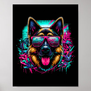 Cooler deutscher Schäferhund Dog Graffiti Art Styl Poster