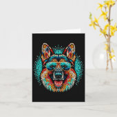 Cooler deutscher Schäferhund Dog Mosaic Art Style  Karte (Gelbe Blume)