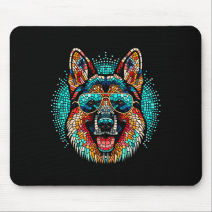 Cooler deutscher Schäferhund Dog Mosaic Art Style Mousepad