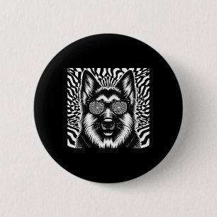 Cooler deutscher Schäferhund Dog Op Art Weihnachte Button
