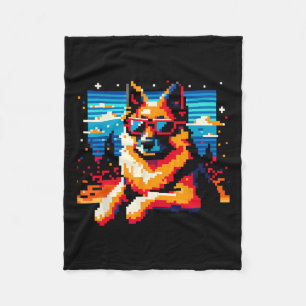 Cooler deutscher Schäferhund Dog Pixel Art Weihnac Fleecedecke