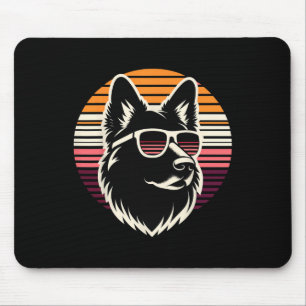 Cooler deutscher Schäferhund Dog Retro Sunset Art  Mousepad
