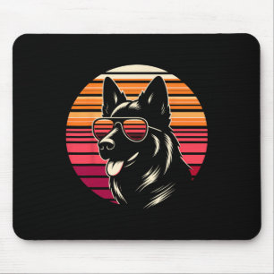 Cooler deutscher Schäferhund Dog Retro Sunset Art Mousepad