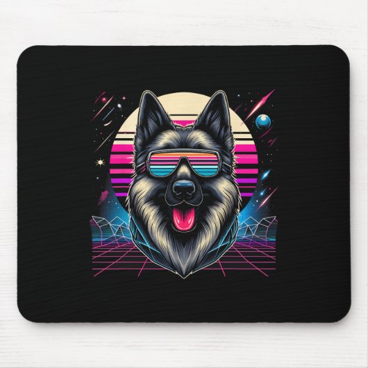 Cooler deutscher Schäferhund Dog Retrofuturismus A Mousepad (Vorne)