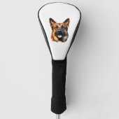 Cooler deutscher Schäferhund im Polygonstil Classi Golf Headcover (Vorderseite)