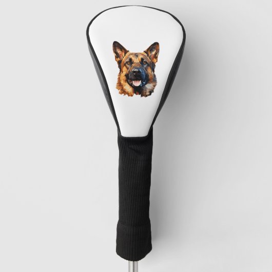 Cooler deutscher Schäferhund im Polygonstil Classi Golf Headcover (Vorderseite)