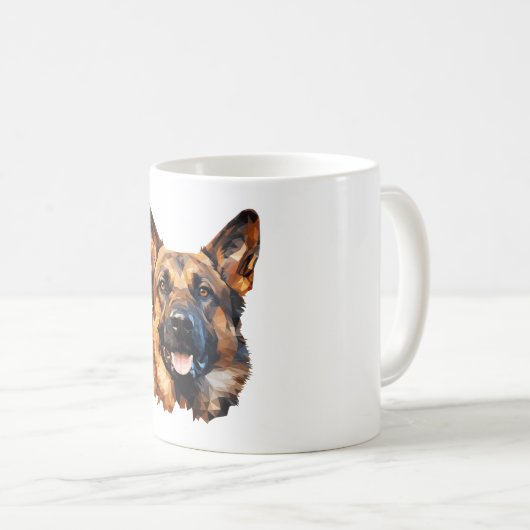 Cooler deutscher Schäferhund im Polygonstil Classi Kaffeetasse (VorderseiteRechts)