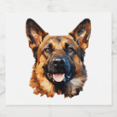 Cooler deutscher Schäferhund im Polygonstil Classi Schaumweinetikett (Einzelnes Label)