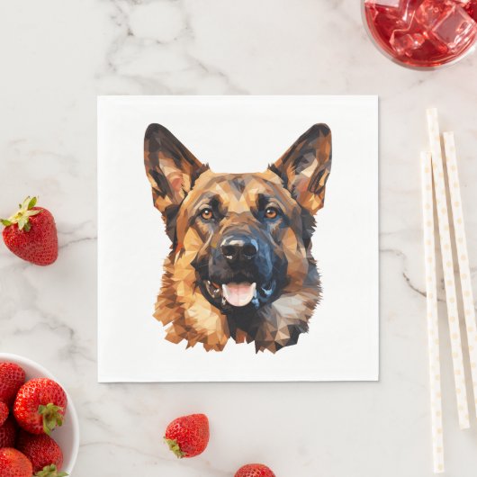Cooler deutscher Schäferhund im Polygonstil Classi Serviette (Beispiel)