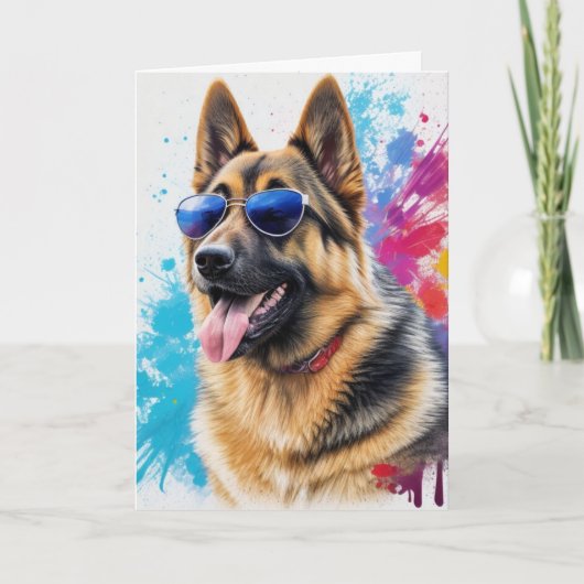 Cooler deutscher Schäferhund mit Sonnenbrille Spla Karte (Vorderseite)