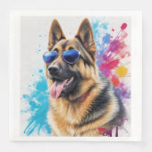 Cooler deutscher Schäferhund mit Sonnenbrille Spla Serviette (Vorderseite)