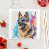 Cooler deutscher Schäferhund mit Sonnenbrille Spla Serviette (Beispiel)
