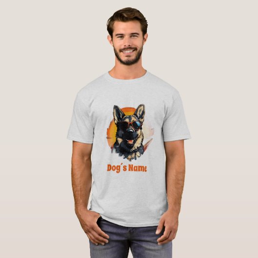 Cooler deutscher Schäferhund mit Sonnenbrille T-Shirt (Vorne ganz)