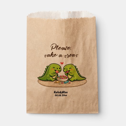 Cooler Dino isst Süßigkeiten Geschenktütchen (Vorderseite)