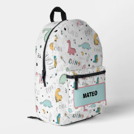 Cooler Dinosaur mit Namen Schule Bedruckter Rucksack