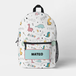 Cooler Dinosaur mit Namen Schule Bedruckter Rucksack