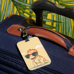 Cooler Dinosaur mit Sonnenbrille Lustiger Süßer Ki Gepäckanhänger