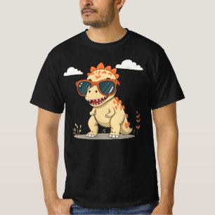 Cooler Dinosaur mit Sonnenbrille Lustiger Süßer Ki T-Shirt