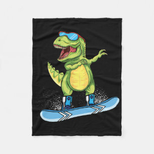 Cooler Dinosaur Snowboarden Skiing Dabbing T Rex S Fleecedecke