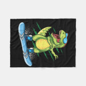 Cooler Dinosaur Snowboarden Skiing Dabbing T Rex S Fleecedecke (Vorderseite (Horizontal))