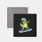 Cooler Dinosaur Snowboarden Skiing Dabbing T Rex S Magnet (Vorderseite/Rückseite)
