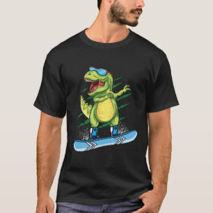 Cooler Dinosaur Snowboarden Skiing Dabbing T Rex S T-Shirt
