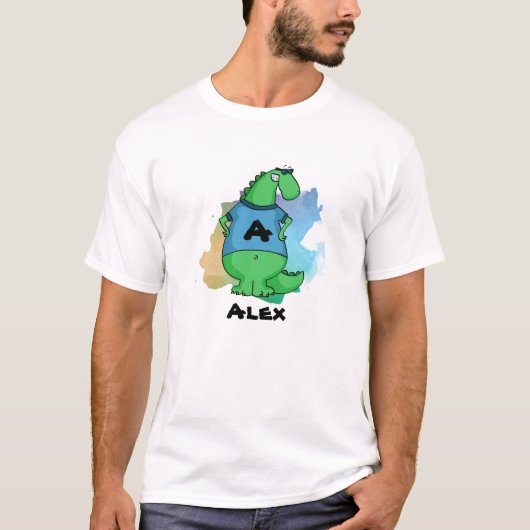 Cooler Dinosaurier mit Ihrem Namen T-Shirt (Vorderseite)