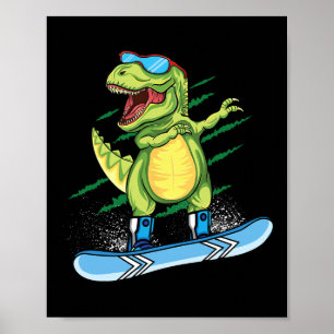 Cooler Dinosaurier Snowboarden Skiabbing T Rex Sn Poster