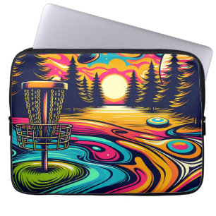 Cooler Disc-Golf-Parcours bei Sonnenuntergang Laptopschutzhülle