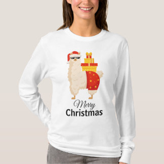 Cooler Disco-Weihnachts-Lama Lustiger minimalistis T-Shirt