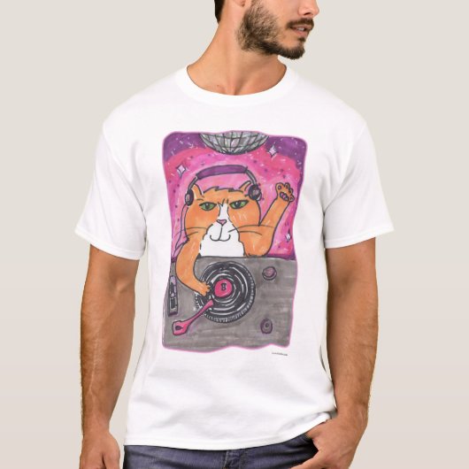 Cooler DJ Cat Marker Kunstmuseum T-Shirt (Vorderseite)