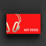 Cooler DJ Gold Kopfhörer Rote Musik Visitenkarte<br><div class="desc">Stilvolles,  elegantes Design des digitalen Bildes des goldenen Headset Logos. Für dunklere Designs empfiehlt sich der Premium Cardstock,  um eine reiche,  robuste Karte zu sichern. Ideal für DJs,  Studio-Musik- und Toningenieure,  Tontechniker,  Digital-Sound-Profis und vieles mehr.</div>