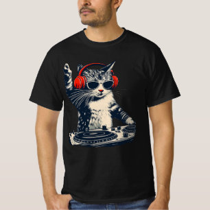 Cooler DJ-Kater, Lustiger Kater mit Kopfhörern, St T-Shirt