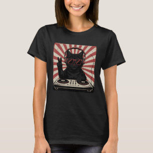 Cooler DJ-Katze mit Kopfhörern Retro Vintage-Musik T-Shirt