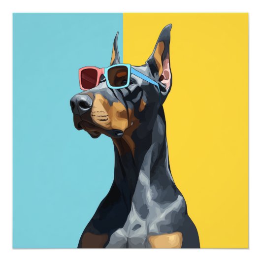 Cooler Dobermann mit Sonnenbrille Fotodruck (Vorne)