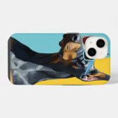 Cooler Dobermann mit Sonnenbrille iPhone Hülle (Rückseite (Horizontal))