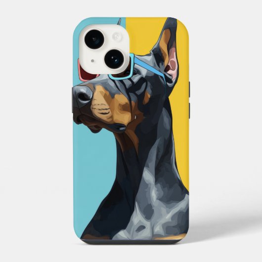 Cooler Dobermann mit Sonnenbrille iPhone Hülle (Rückseite)