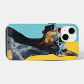 Cooler Dobermann mit Sonnenbrille iPhone Hülle (Rückseite (Horizontal))
