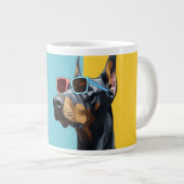 Cooler Dobermann mit Sonnenbrille Jumbo-Tasse (Vorderseite Rechts)