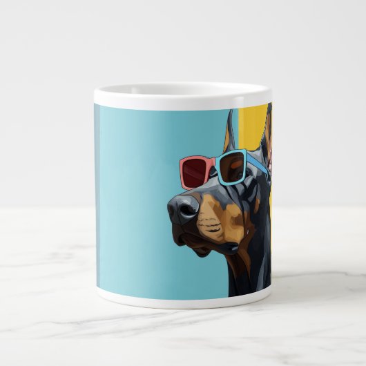 Cooler Dobermann mit Sonnenbrille Jumbo-Tasse (Vorderseite)