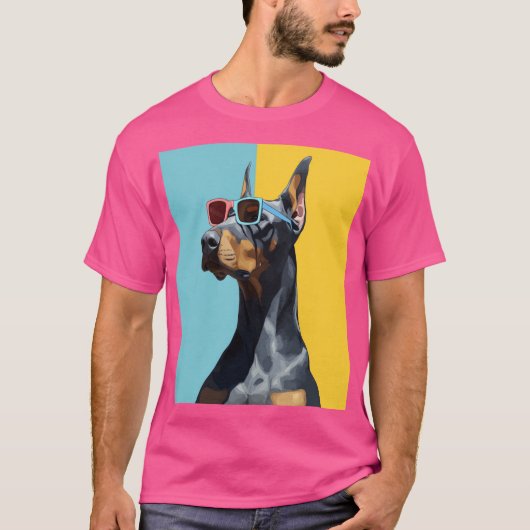 Cooler Dobermann mit Sonnenbrille T-Shirt (Vorderseite)