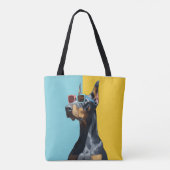 Cooler Dobermann mit Sonnenbrille Tasche (Rückseite)