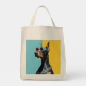 Cooler Dobermann mit Sonnenbrille Tragetasche (Rückseite)