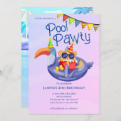 Cooler Dog Pool Party Geburtstagseinladung Einladung (Vorne/Hinten)