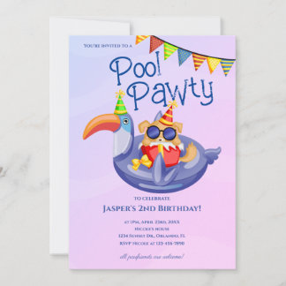Cooler Dog Pool Party Geburtstagseinladung Einladung