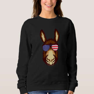Cooler Donkey trägt US-Flaggensonnenbrille US-Amer Sweatshirt