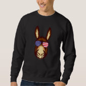Cooler Donkey trägt US-Flaggensonnenbrille US-Amer Sweatshirt (Vorderseite)
