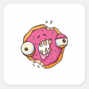 Cooler Donut-Zombie Quadratischer Aufkleber